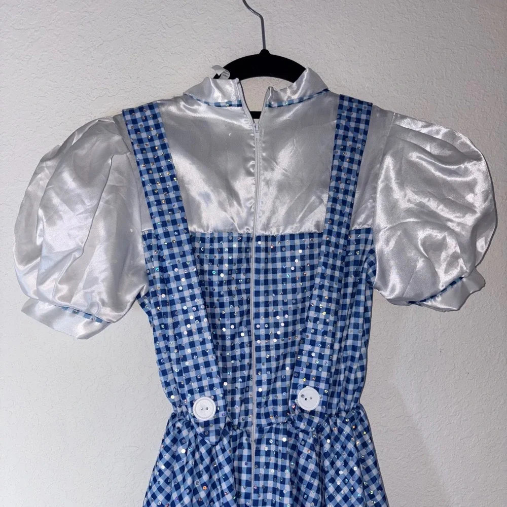 Rubies Wizard of Oz Dorothy Costume Dress Medium Blue Gingham Sequin Excellent